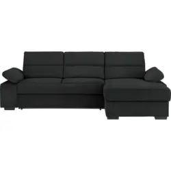 Ecksofa in Webstoff Schwarz