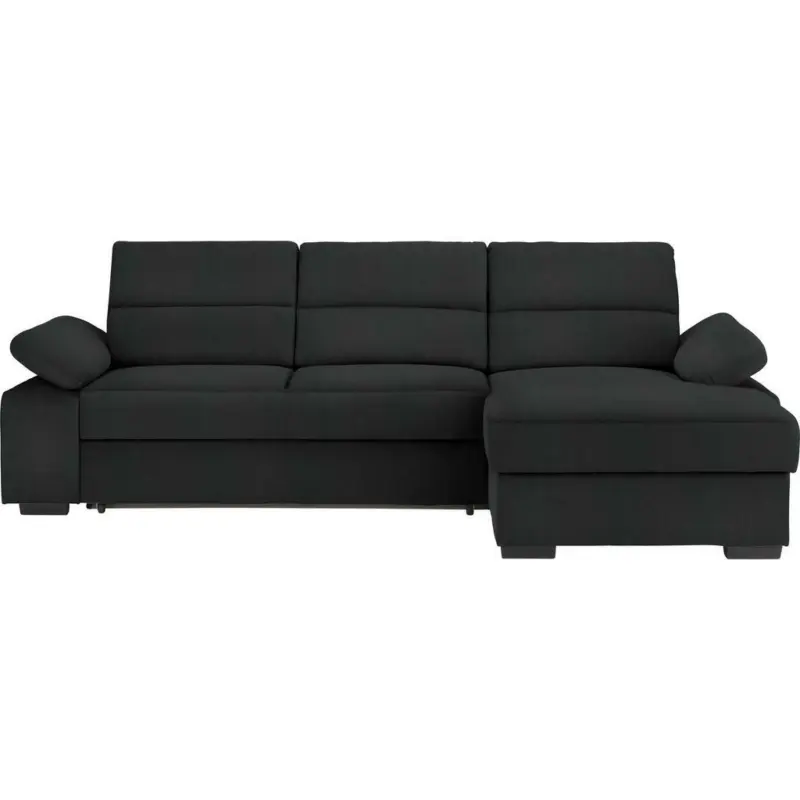 Ecksofa in Webstoff Schwarz