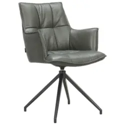 Armlehnstuhl in Eisen Mikrofaser Echtleder pigmentiert