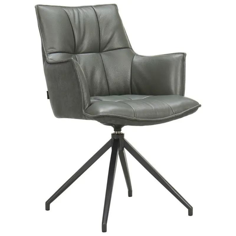 Armlehnstuhl in Eisen Mikrofaser Echtleder pigmentiert