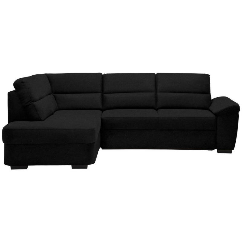 Ecksofa in Flachgewebe Schwarz