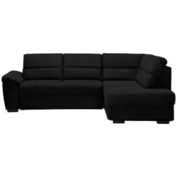 Ecksofa in Flachgewebe Schwarz
