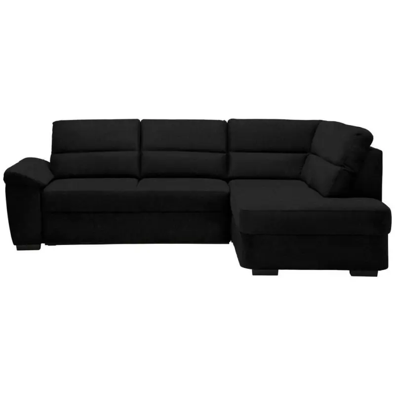 Ecksofa in Flachgewebe Schwarz