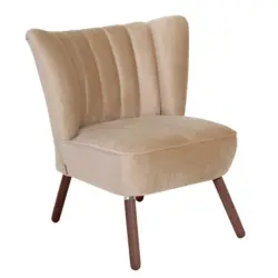 Sessel in Samt, Velours Nussbaumfarben, Sandfarben