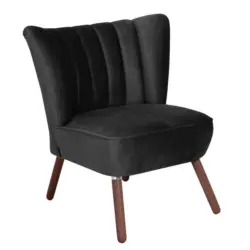 Sessel in Samt, Velours Schwarz, Nussbaumfarben