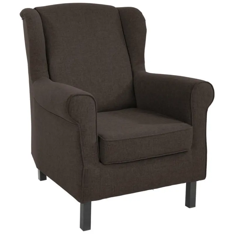 Ohrensessel in Webstoff Braun