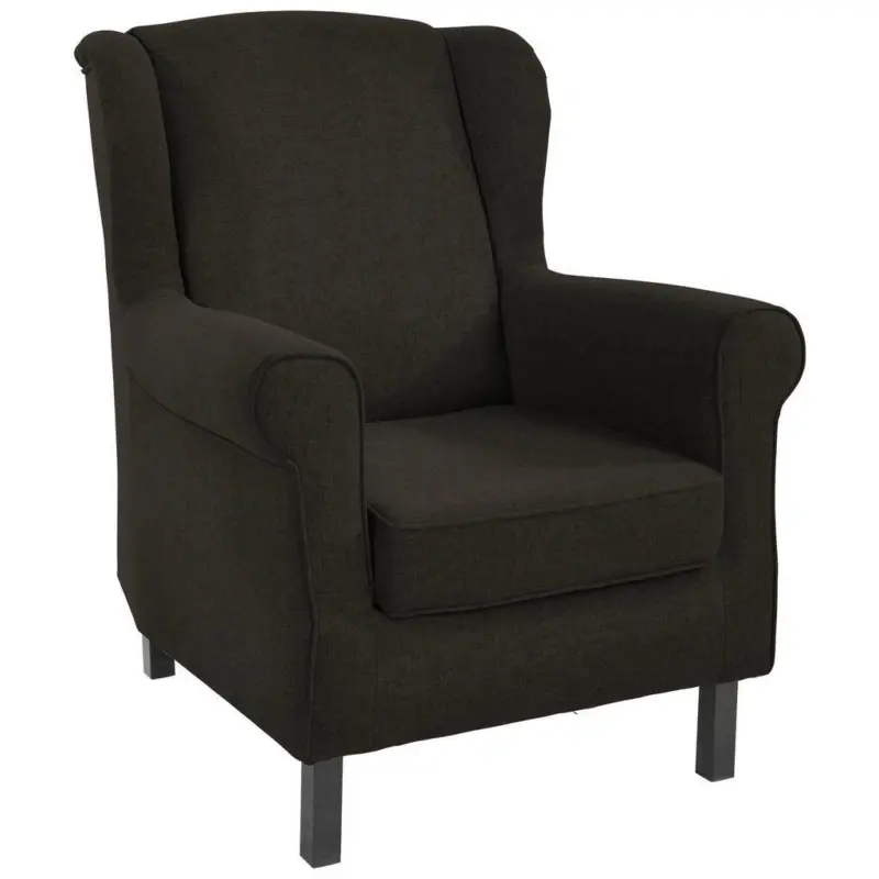 Ohrensessel in Webstoff Dunkelbraun