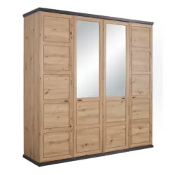 Drehtürenschrank in Dunkelgrau, Eiche Artisan