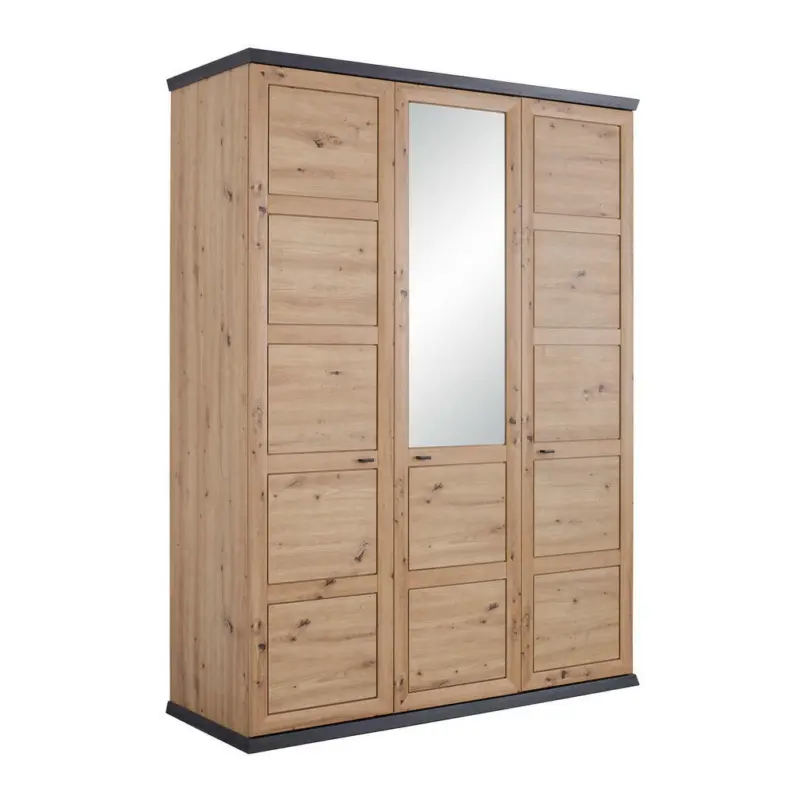 Drehtürenschrank in Dunkelgrau, Eiche Artisan