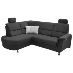 Ecksofa in Mikrofaser Schwarz