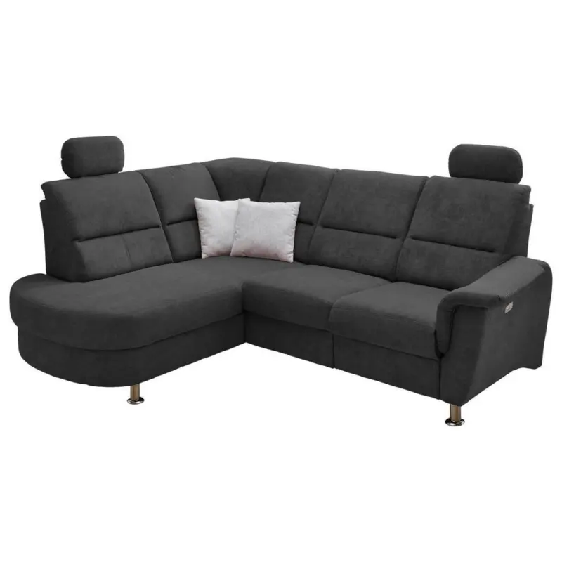 Ecksofa in Mikrofaser Schwarz