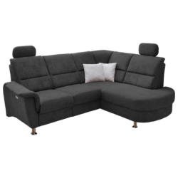 Ecksofa in Mikrofaser Schwarz