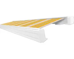 SOLUNA Kassettenmarkise Exquisit 5x3 Dessin 30A774 Gestell RAL 9010 reinweiß Antrieb rechts inkl. Motor und Wandschalter