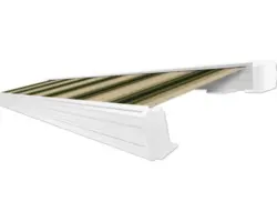 SOLUNA Kassettenmarkise Exquisit 3x2 Dessin 320b70 Gestell RAL 9010 reinweiß Antrieb rechts inkl. Motor und Wandschalter