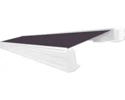 SOLUNA Kassettenmarkise Exquisit 3,5x2,5 Dessin S2119 Gestell RAL 9010 reinweiß Antrieb rechts inkl. Motor und Wandschalter