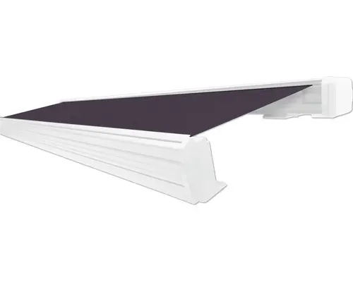 SOLUNA Kassettenmarkise Exquisit 3,5x2,5 Dessin S2119 Gestell RAL 9010 reinweiß Antrieb rechts inkl. Motor und Wandschalter