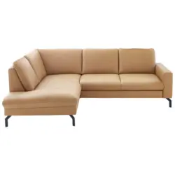 Ecksofa in Echtleder Currygelb