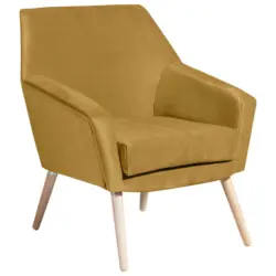 Sessel in Samt, Velours Gelb, Buchefarben