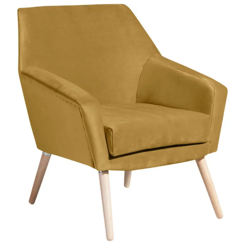 Sessel in Samt, Velours Gelb, Buchefarben