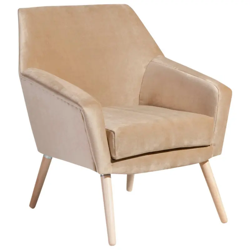 Sessel in Samt, Velours Buchefarben, Sandfarben