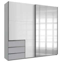 Schwebet&uuml;renschrank in Hellgrau, Wei&szlig; Hochglanz
