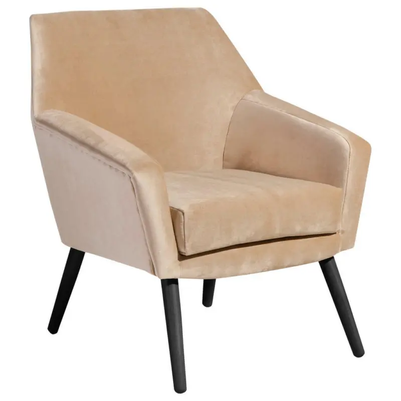 Sessel in Samt, Velours Schwarz, Sandfarben