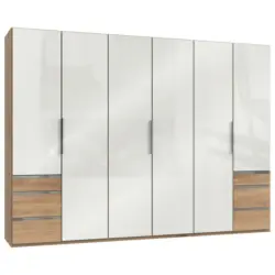 Drehtürenschrank in Weiß, Eichefarben
