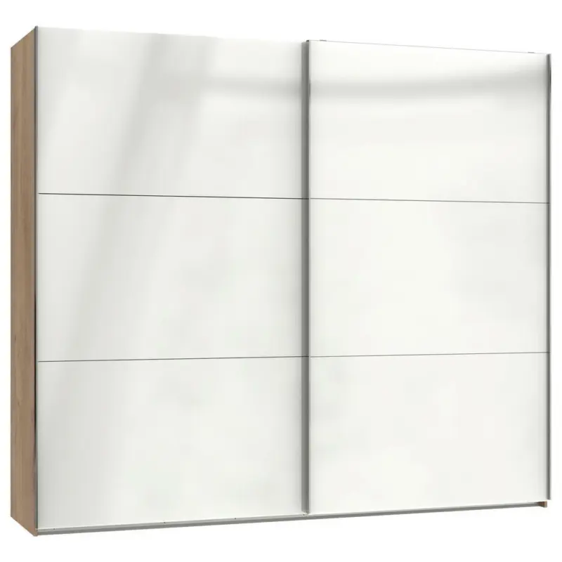 Schwebet&uuml;renschrank in Eichefarben, Wei&szlig; Hochglanz