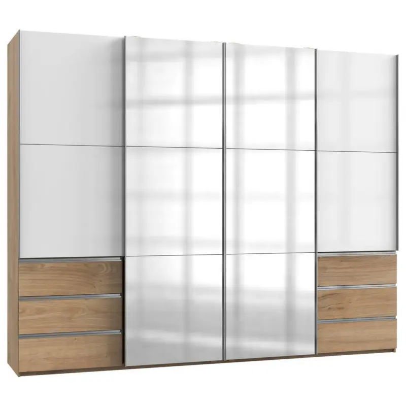 Schwebet&uuml;renschrank in Eichefarben, Wei&szlig; Hochglanz