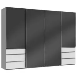 Schwebetürenschrank in Grau, Weiß