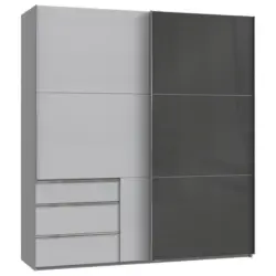 Schwebetürenschrank in Grau, Hellgrau