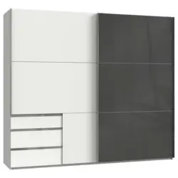 Schwebetürenschrank in Grau, Weiß