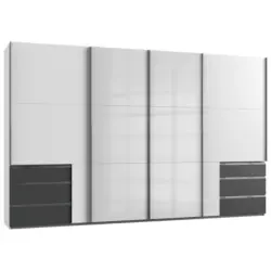 Schwebetürenschrank in Graphitfarben, Weiß
