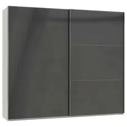 Schwebetürenschrank in Grau, Weiß