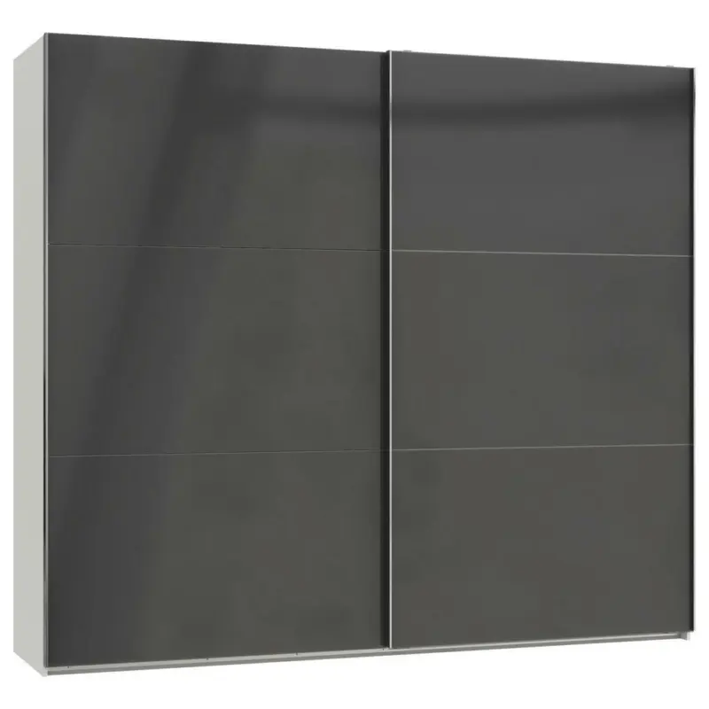 Schwebetürenschrank in Grau, Weiß