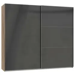 Schwebetürenschrank in Grau, Eichefarben