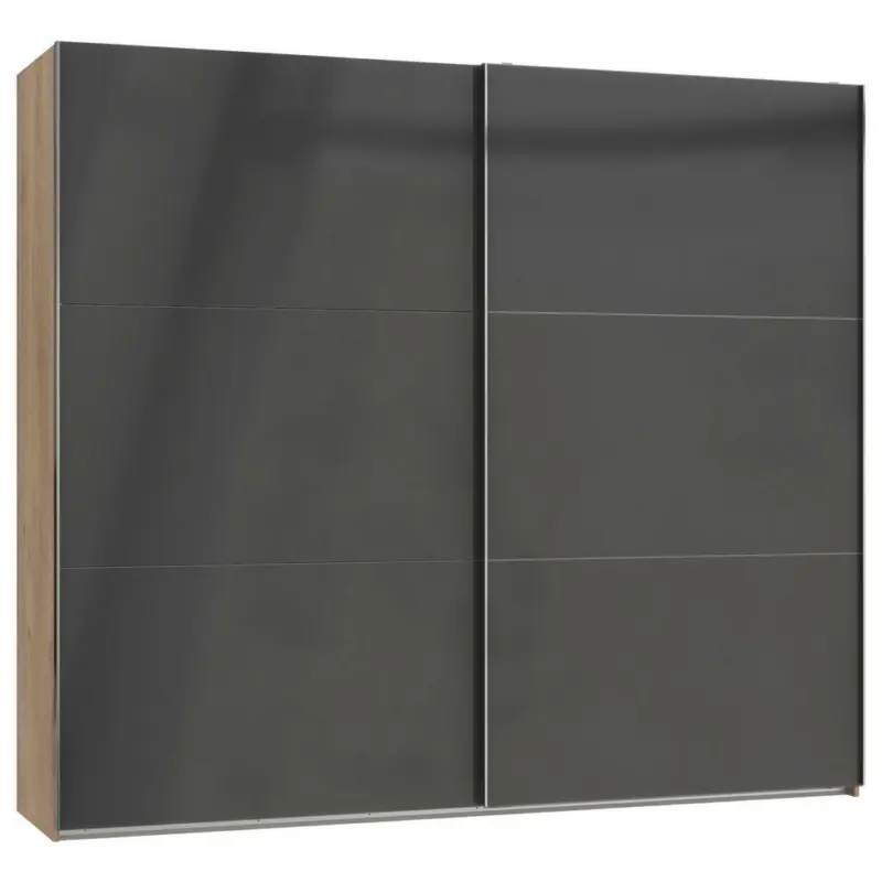 Schwebetürenschrank in Grau, Eichefarben