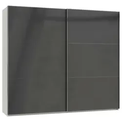 Schwebetürenschrank in Grau, Weiß