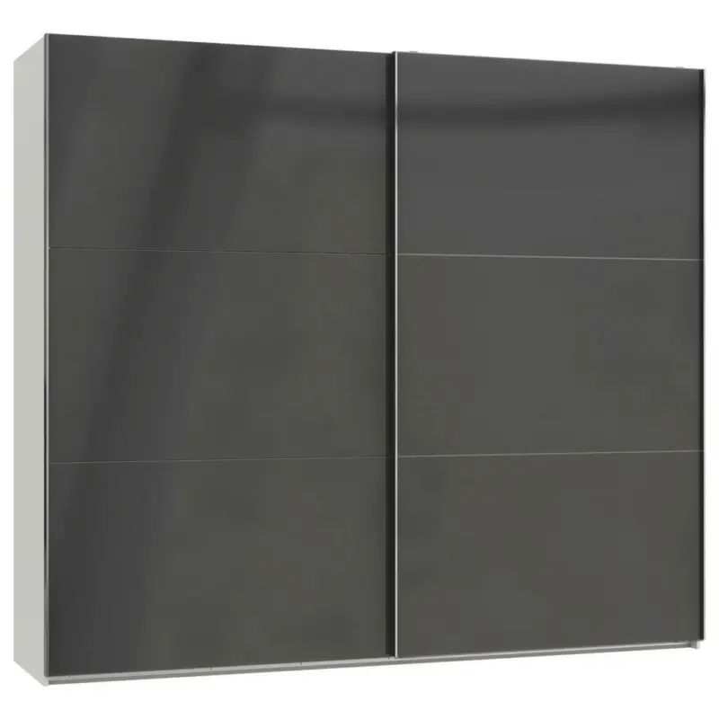 Schwebetürenschrank in Grau, Weiß