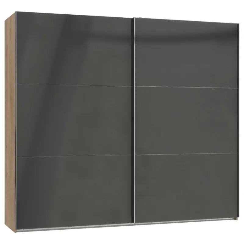Schwebetürenschrank in Grau, Eichefarben