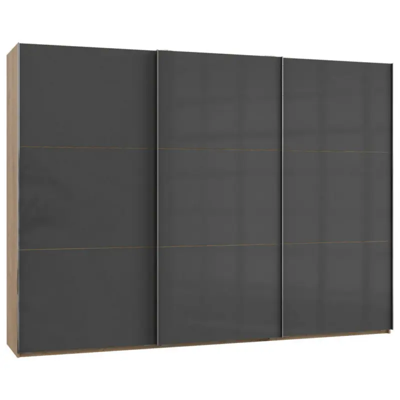 Schwebetürenschrank in Grau, Eichefarben