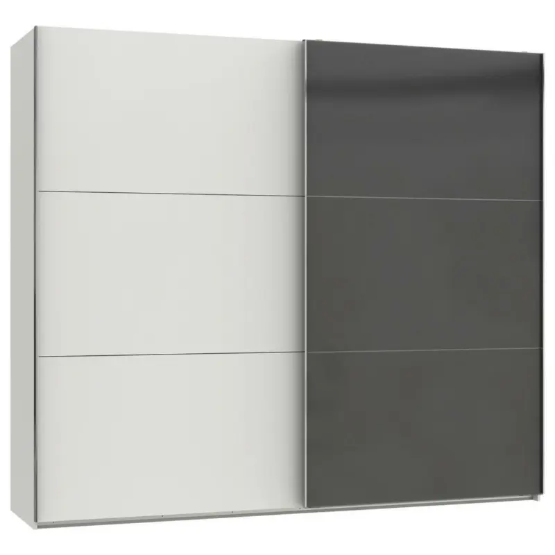 Schwebetürenschrank in Grau, Weiß