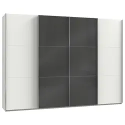 Schwebetürenschrank in Grau, Weiß