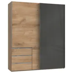 Schwebet&uuml;renschrank in Grau, Eichefarben