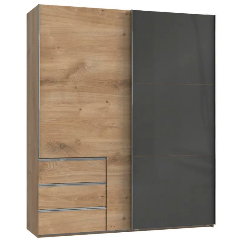 Schwebet&uuml;renschrank in Grau, Eichefarben