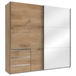 Schwebet&uuml;renschrank in Wei&szlig;, Eichefarben