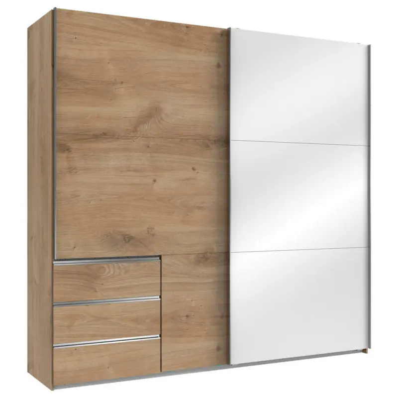 Schwebet&uuml;renschrank in Wei&szlig;, Eichefarben