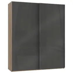 Schwebetürenschrank in Grau, Eichefarben