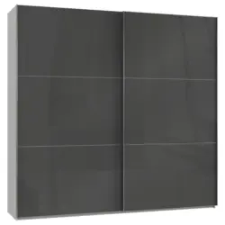 Schwebetürenschrank in Grau, Weiß