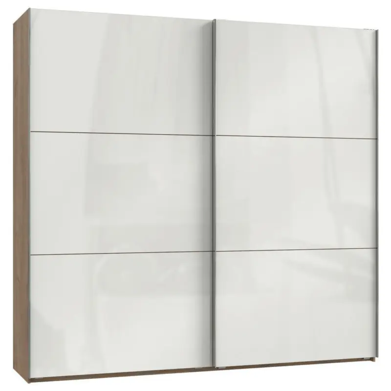 Schwebetürenschrank in Weiß, Eichefarben